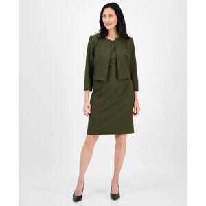 Le Suit Women's Open-Front Collarless Jacket and Sheath 2 Piece Dress Suit Sz 8